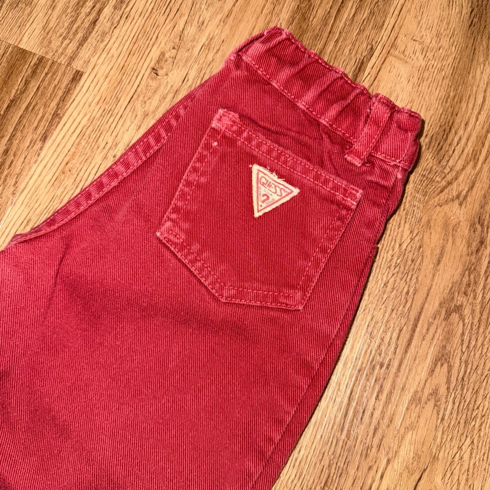 Vintage Size 4T  GUESS Baby Red  Denim Jeans Made In USA Elastic Waist
